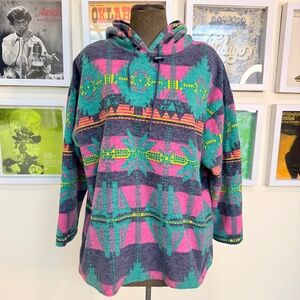 Fabulous Vintage Oversized Aztec Hoodie Sweat Shirt